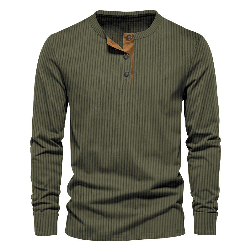 Chemise à manches longues décontractée pour hommes avec patte de boutonnage et structure en rib Chic und Stil