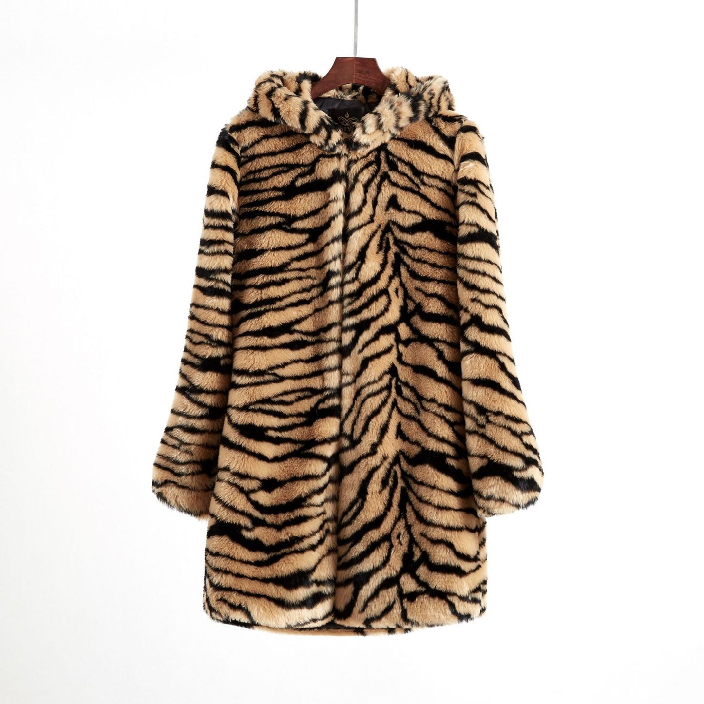 Veste en fausse fourrure pour femmes avec motif à rayures de tigre Chic und Stil
