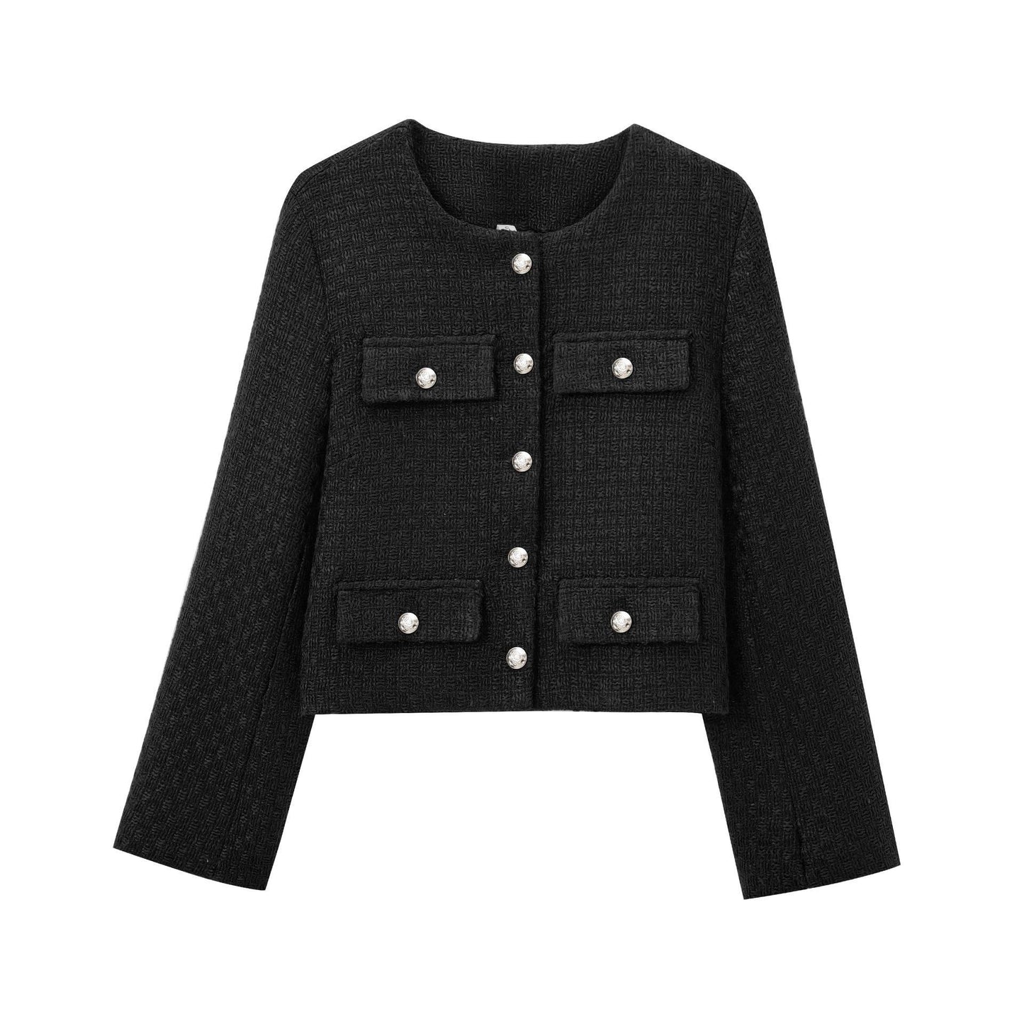 Elegant blazer jacket for women in structured tweed with decorative button details Chic und Stil