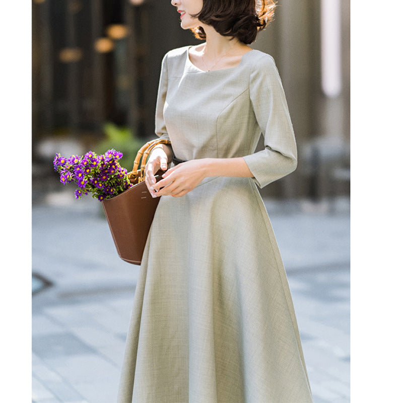 Robe midi A-line pour femmes avec ceinture élégante Chic und Stil