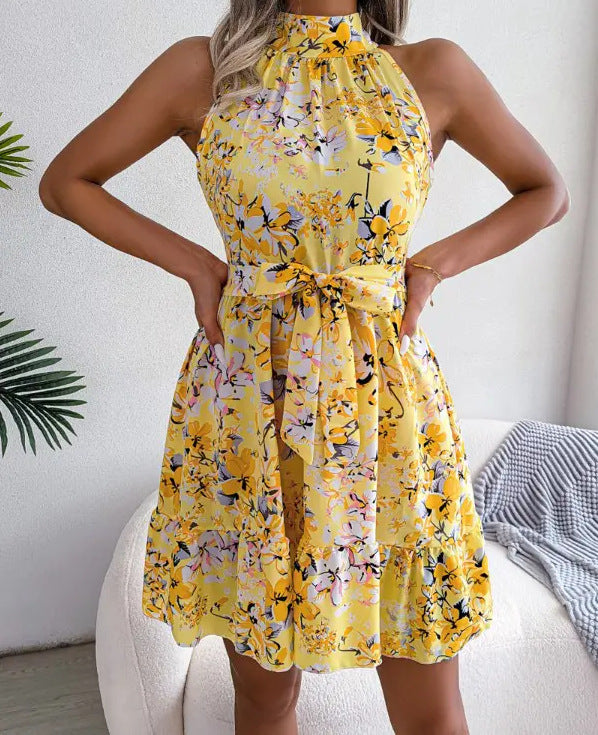 Robe mini florale à col pour femmes Chic und Stil