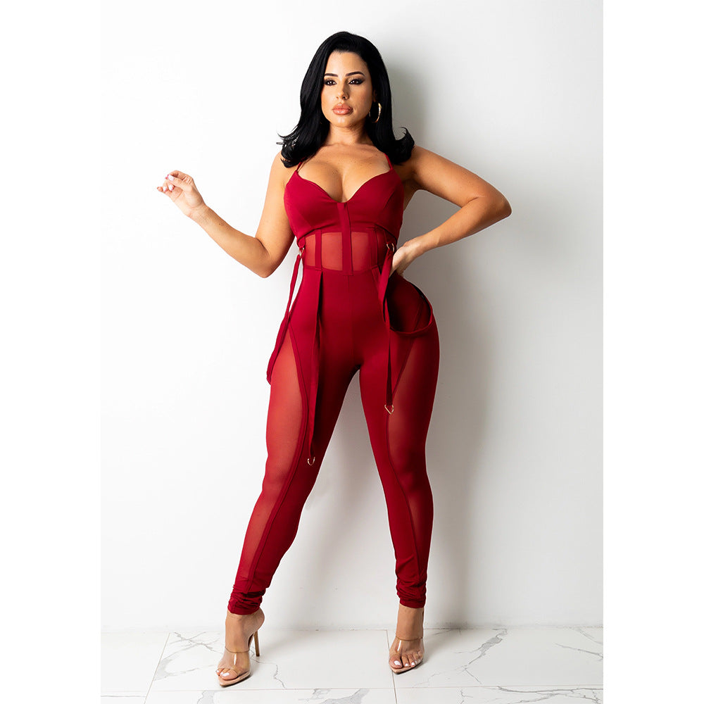 Chic und Stil Women's Mesh Panel Jumpsuit