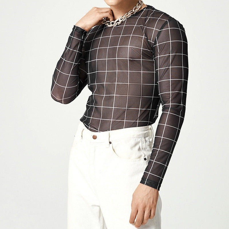 Haut en filet pour hommes avec un motif à carreaux moderne et un tissu respirant Chic und Stil
