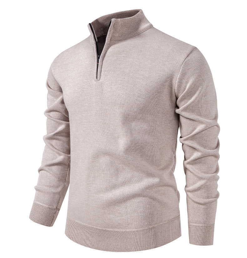 Fine knit pullover for men with short zipper and high collar Chic und Stil