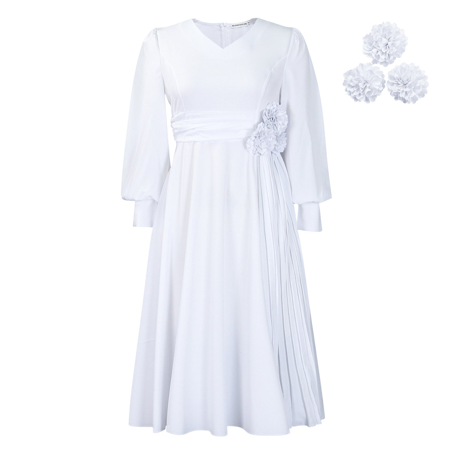 Robe élégante pour femmes avec accent floral décoratif et drapé Chic und Stil