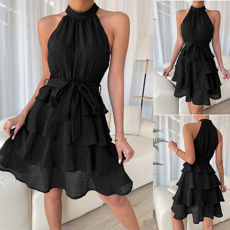 Robe mini dos nu avec volants pour femmes Chic und Stil