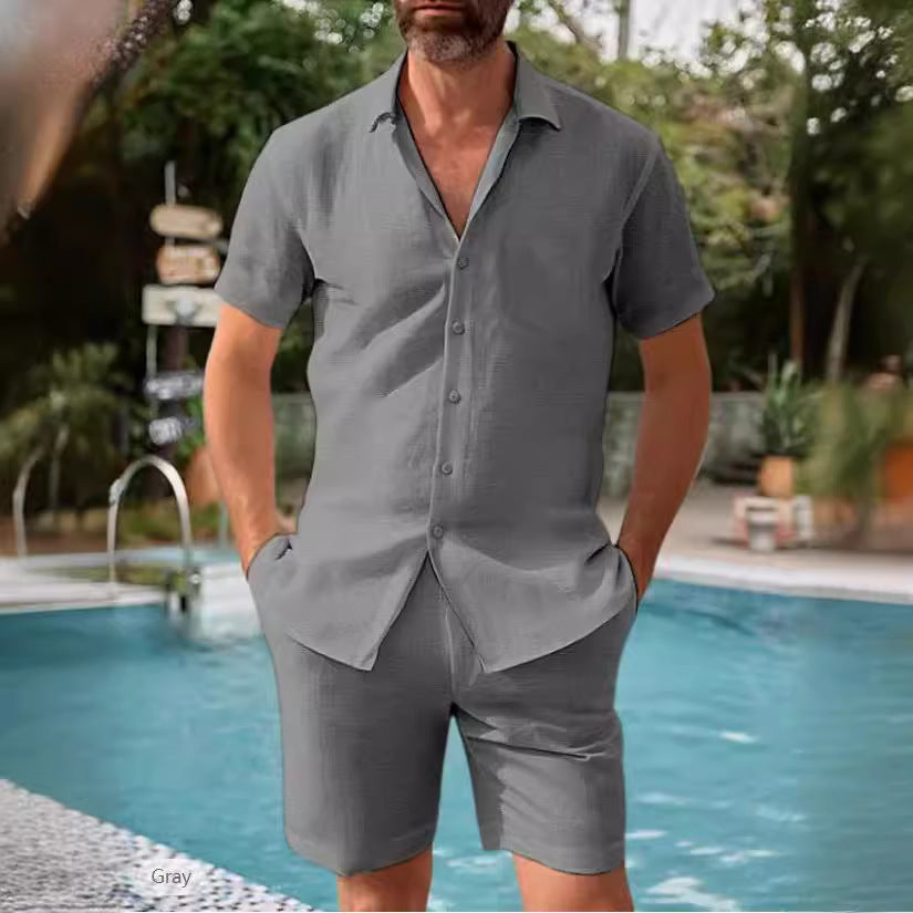 Hommes ensemble chemise à manches courtes légère et shorts Chic und Stil