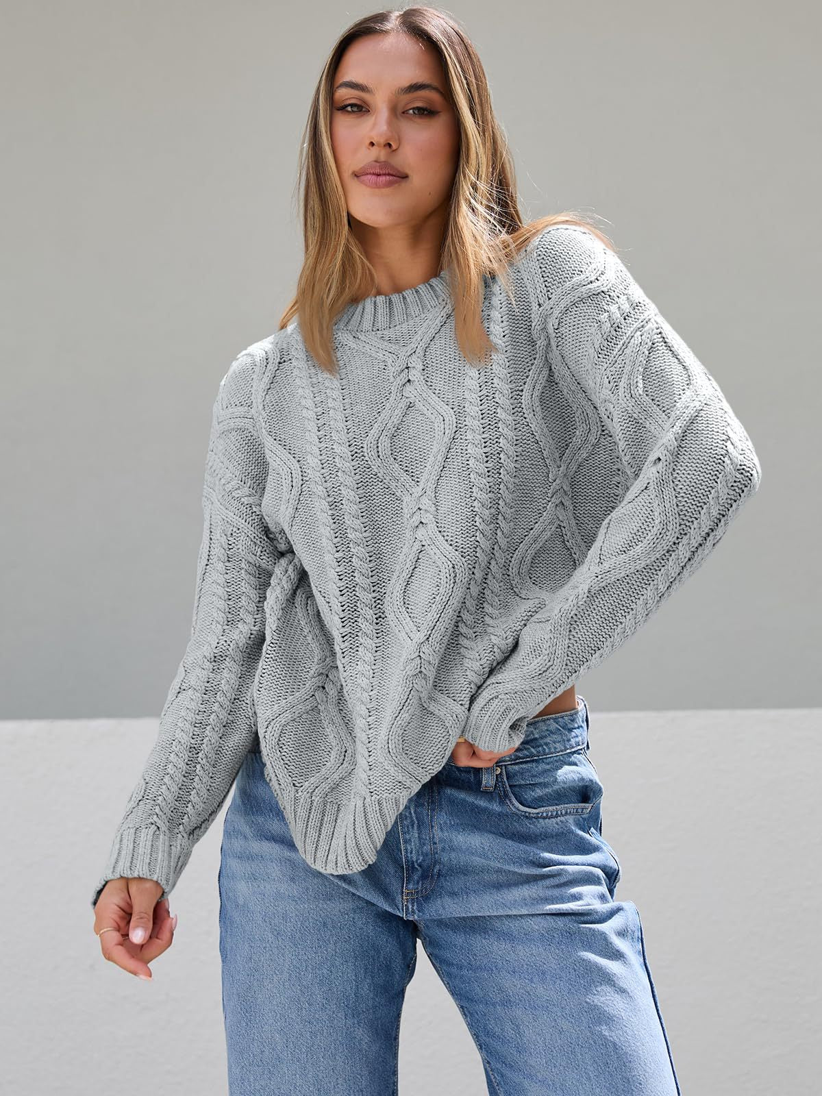Pull en tricots épais pour femmes avec motif ondulé et coupe ample Chic und Stil