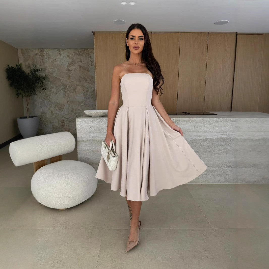 Robe sans bretelles en A pour dames Chic und Stil