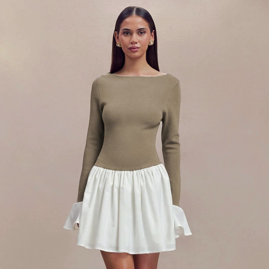 Robe féminine à la mode avec jupe contrastante Chic und Stil