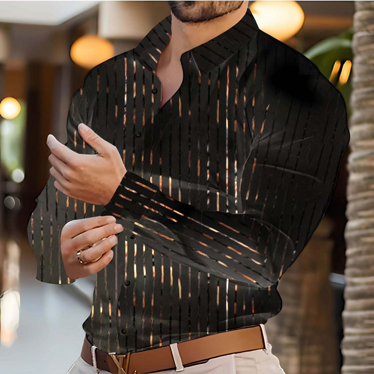 Chemise button-up à rayures slim-fit élégante pour hommes Chic und Stil