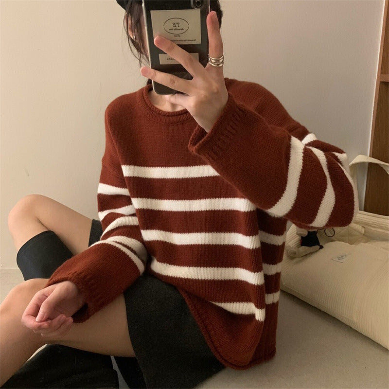 Femmes Pull rayé décontracté en matériau doux Chic und Stil