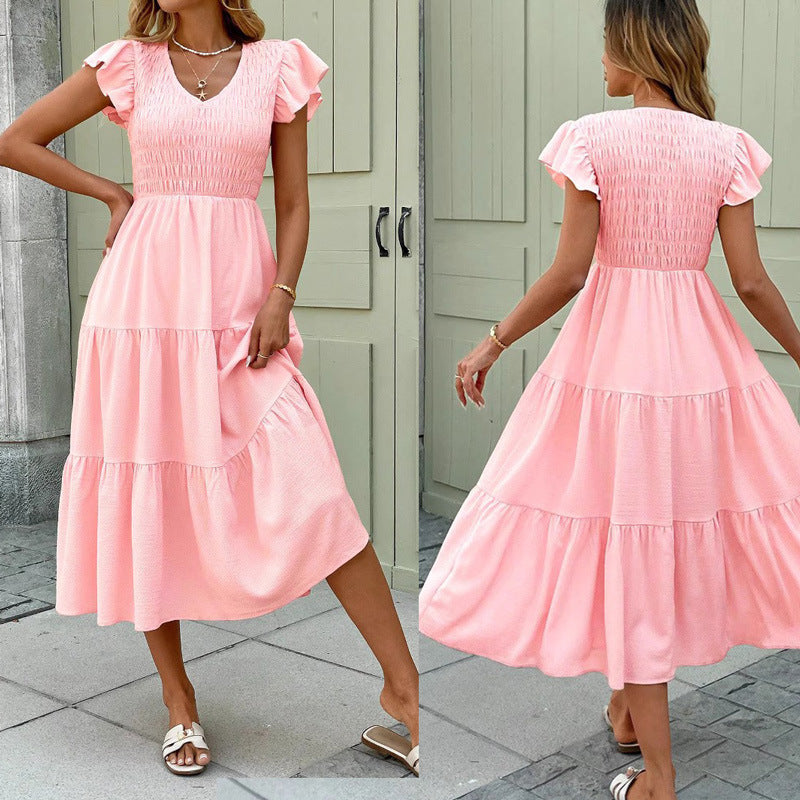 Robe midi à volants fluide Chic und Stil pour femmes