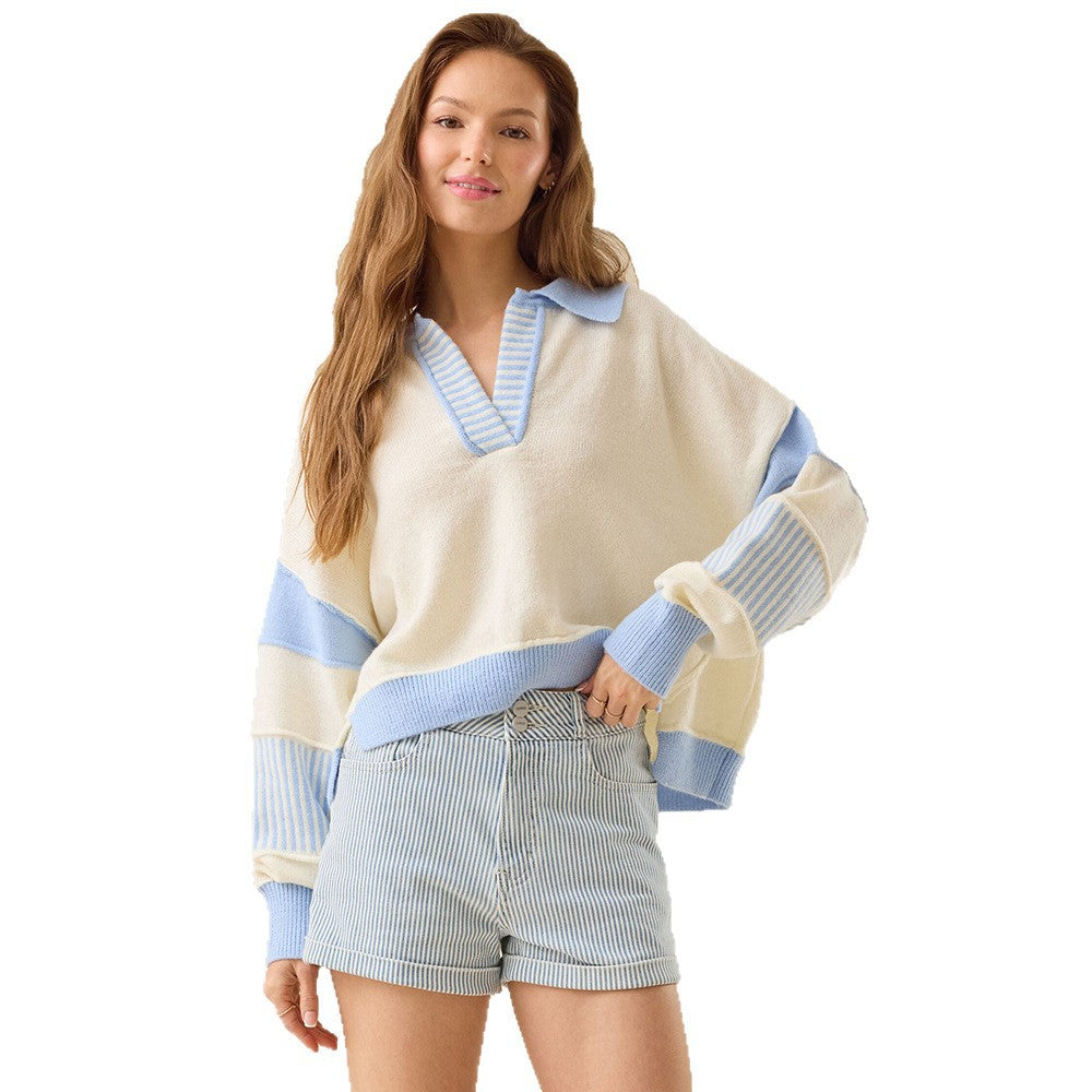 Femme Pull décontracté avec col moderne et design structuré Chic und Stil