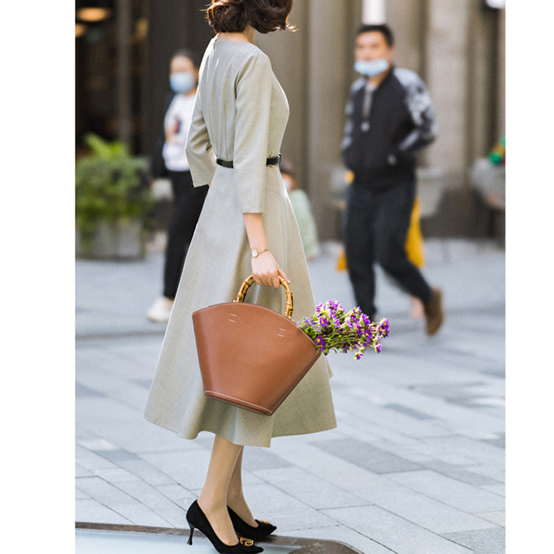 Robe midi A-line pour femmes avec ceinture élégante Chic und Stil