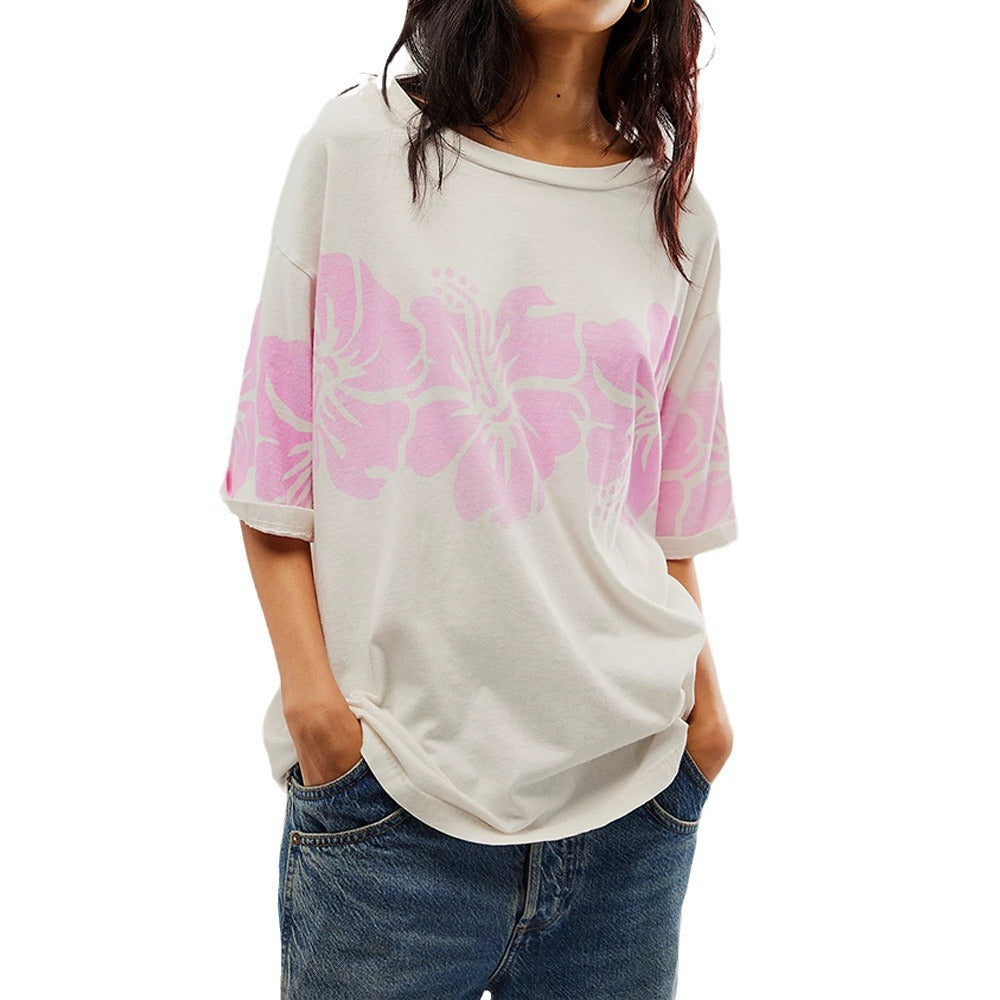 Chemise décontractée pour femmes avec imprimé floral et épaules tombantes Chic und Stil