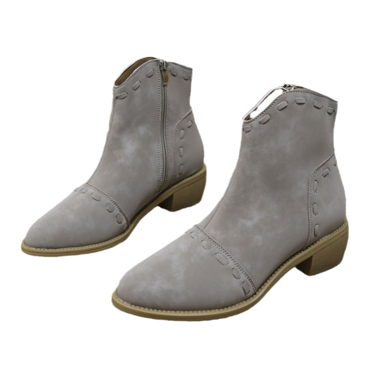 Bottines élégantes pour femmes avec des coutures décoratives à la mode et une fermeture éclair pratique Chic und Stil