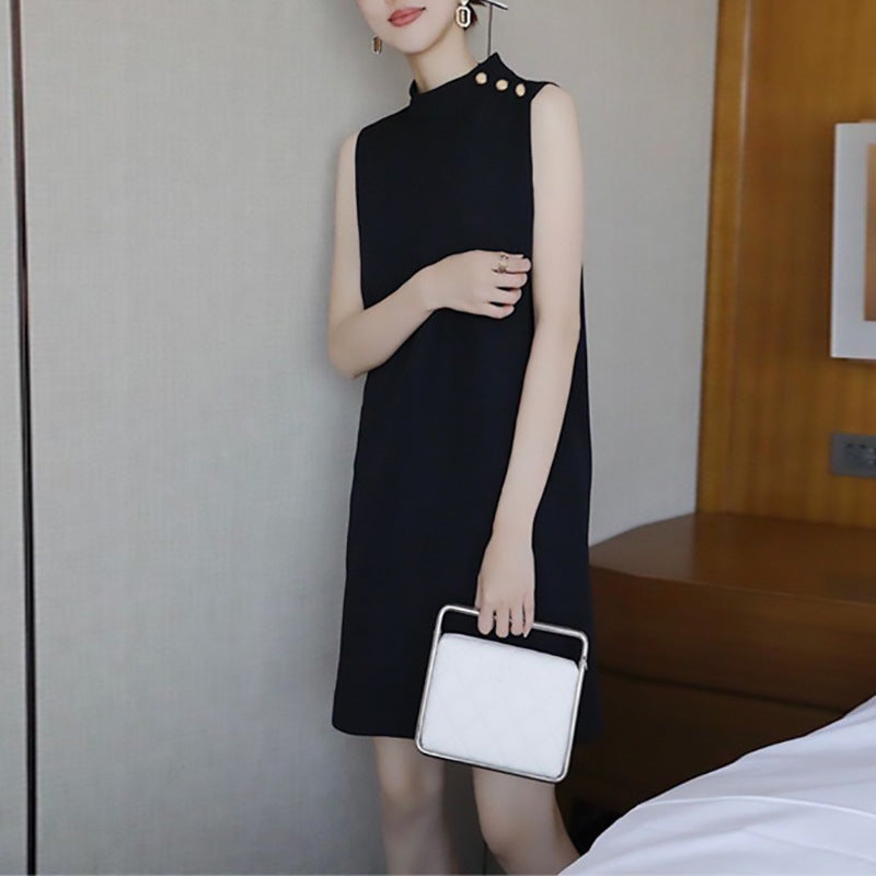 Robe shift sophistiquée sans manches pour femmes avec détails de boutons Chic und Stil