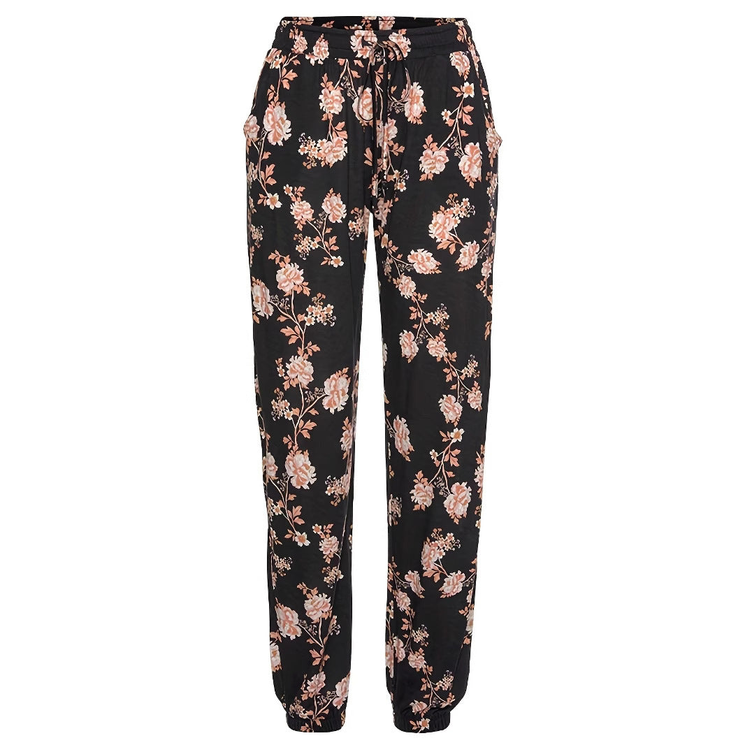 Women Relaxed Floral Pants with Elastic Waistband and Practical Side Pockets Chic and Style