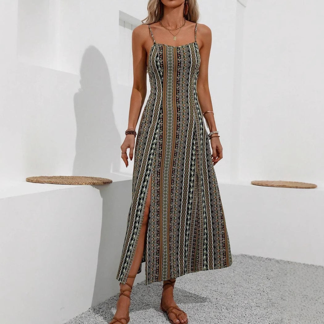 Robe maxi rayée bohémienne Chic und Stil pour femmes