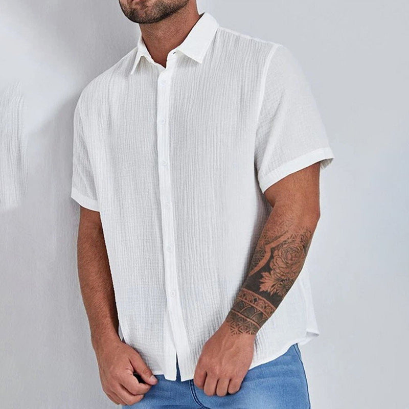 Chemise à manches courtes structurée pour hommes avec détails de boutons modernes Chic und Stil