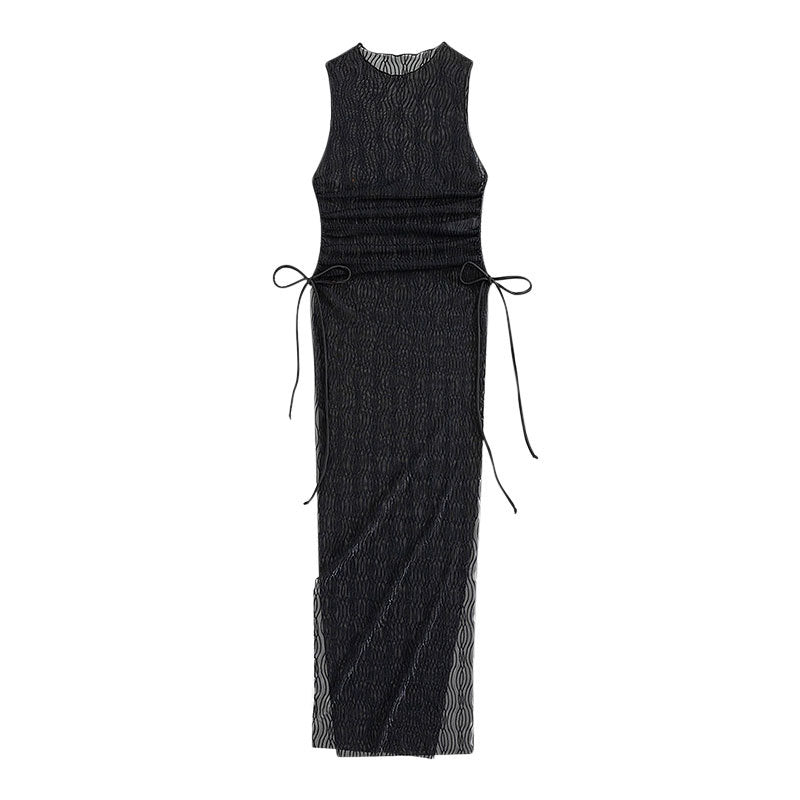 Robe maxi à lacets latéraux transparents en dentelle pour dames Chic und Stil