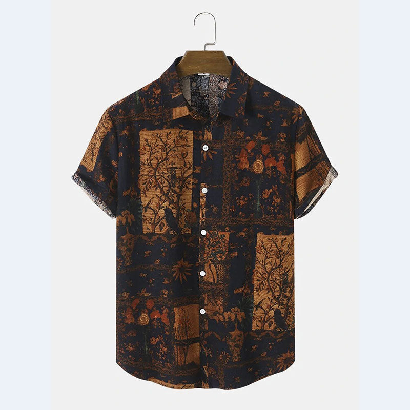 Chemise à manches courtes pour hommes avec design floral et tissu texturé Chic und Stil