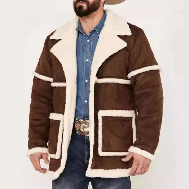 Men's sheepskin coat, cozy, with large pockets and an elegant collar Chic and Style