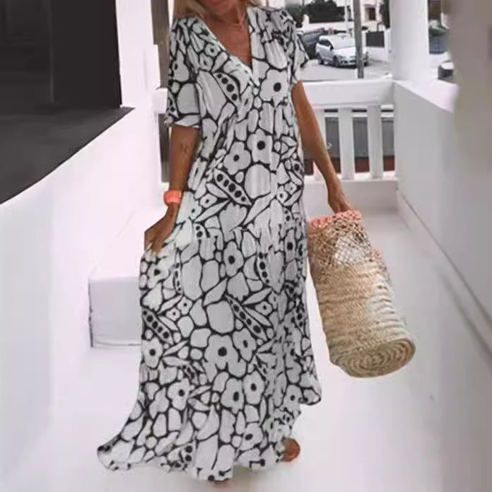 Robe maxi pour femmes avec un élégant décolleté V et une coupe fluide Chic und Stil