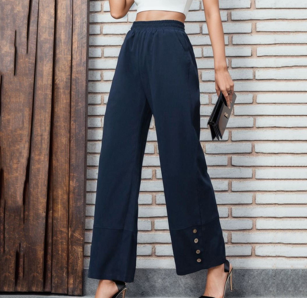 Pantalon chino ample femmes avec détails de bouton Chic und Stil