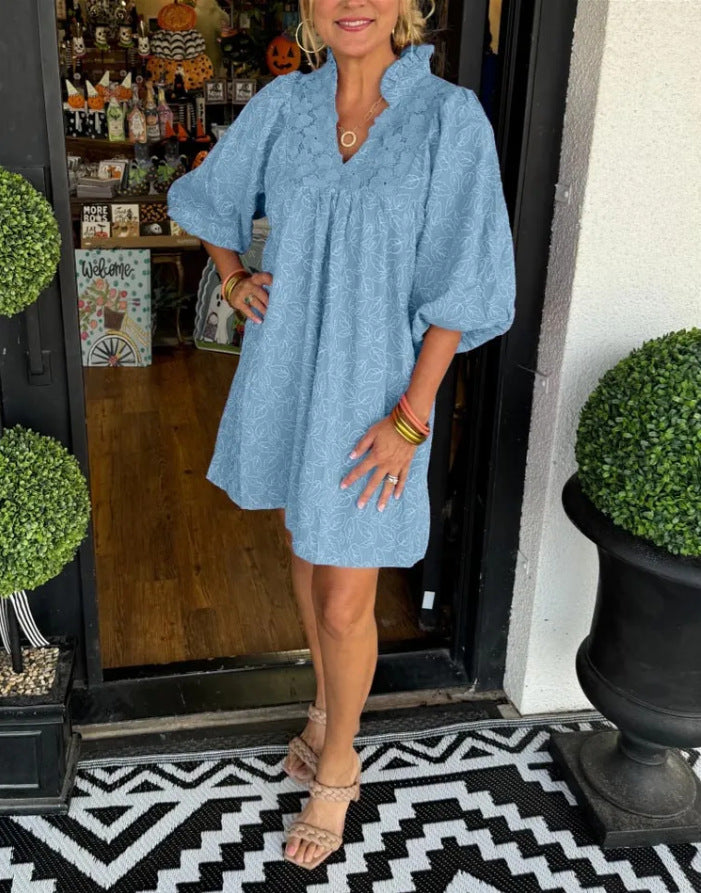 Robe mini brodée bohémienne pour femmes Chic und Stil