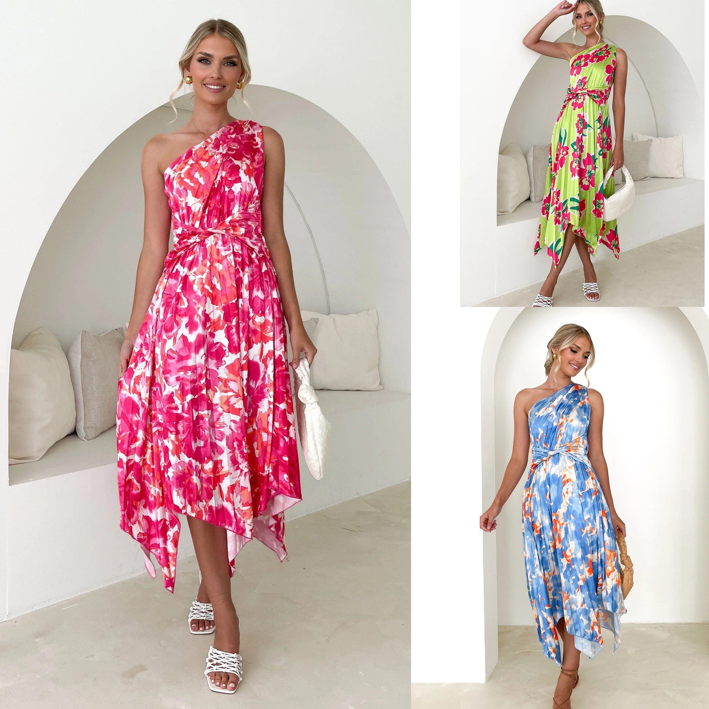 Robe portefeuille asymétrique à fleurs Chic und Stil pour femmes