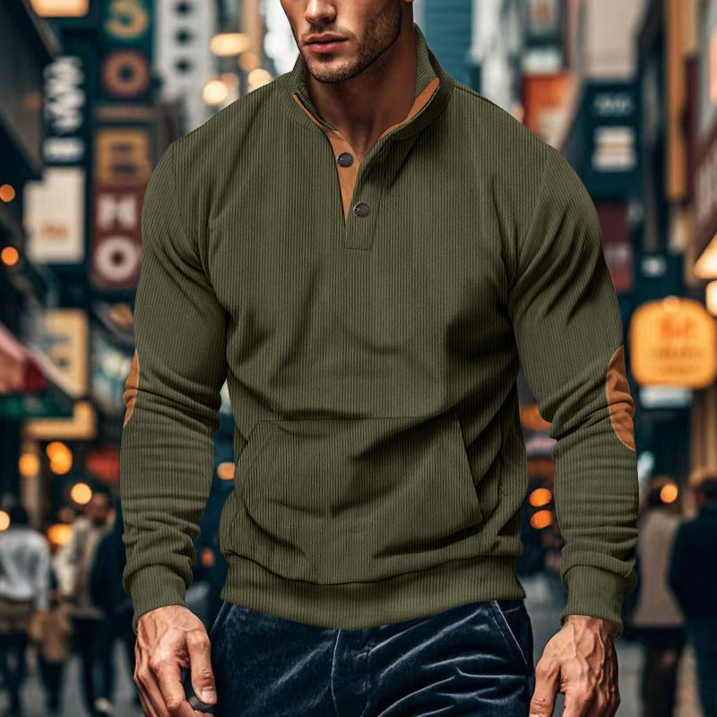 Pull décontracté pour hommes avec patte de boutonnage et surface texturée Chic und Stil