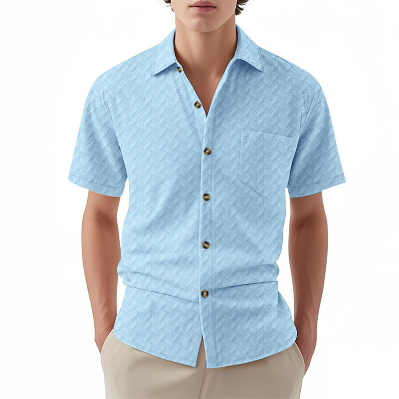 Chemise à manches courtes pour hommes avec design texturé et détail pratique de poche sur la poitrine Chic und Stil