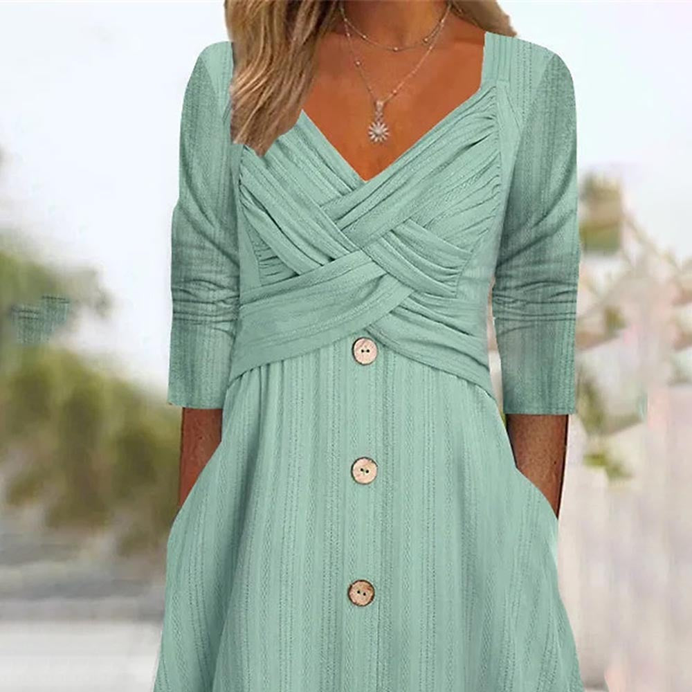 Robe maxi à boutons pour femmes avec détail de haut croisé Chic und Stil