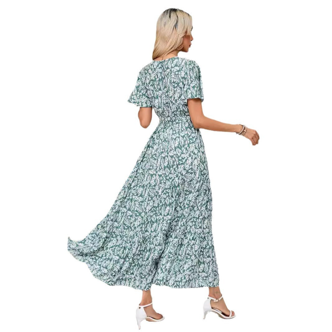 Robe portefeuille à fleurs haute pour femmes Chic und Stil