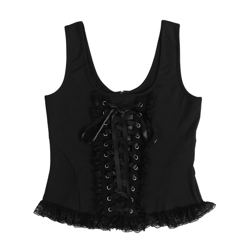 Haut de corset femme avec des détails en volants et des rubans en satin Chic und Stil