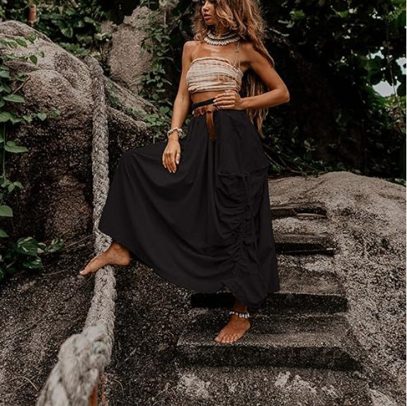 Jupe maxi décontractée pour femmes avec poches latérales pratiques et passants de ceinture Chic und Stil