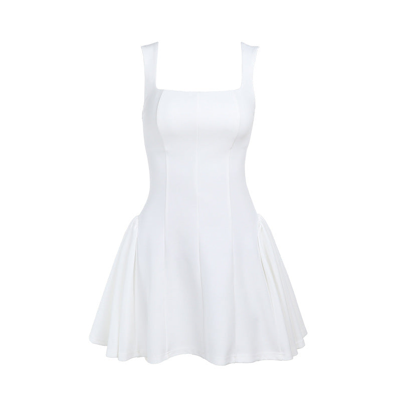 Robe patineuse à col carré pour femmes avec volants Chic und Stil