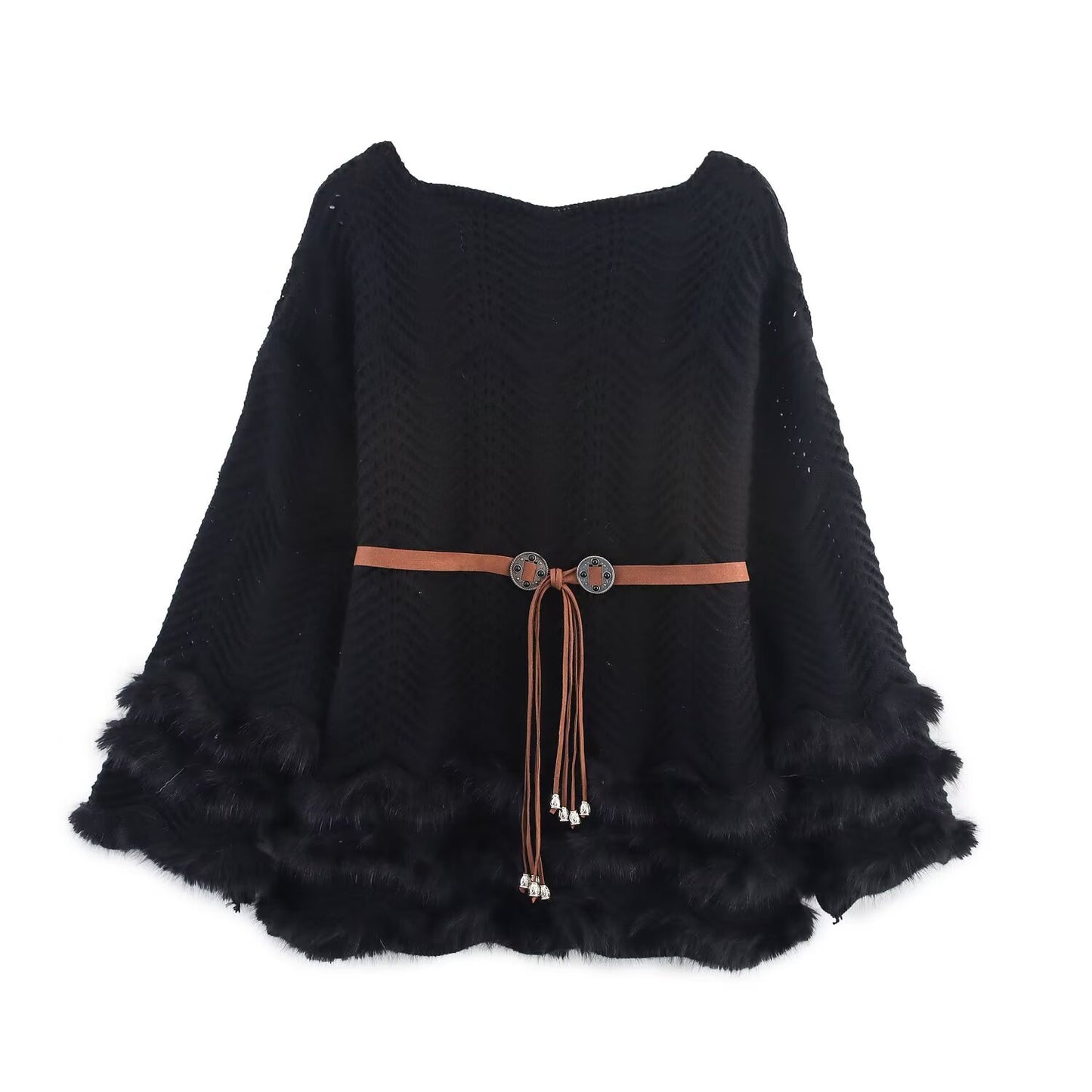 Dames élégante gilet tricoté avec coupe fluide et accents en fausse fourrure amovibles Chic und Stil