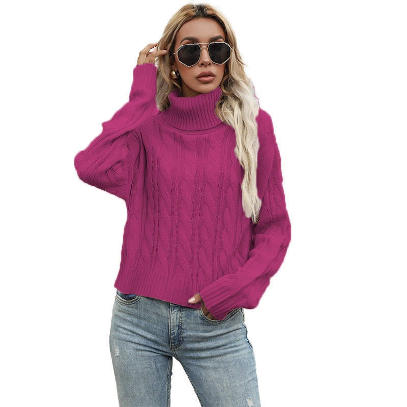 Pull en grosse maille pour femmes avec col roulé haut et motif torsadé marqué Chic und Stil