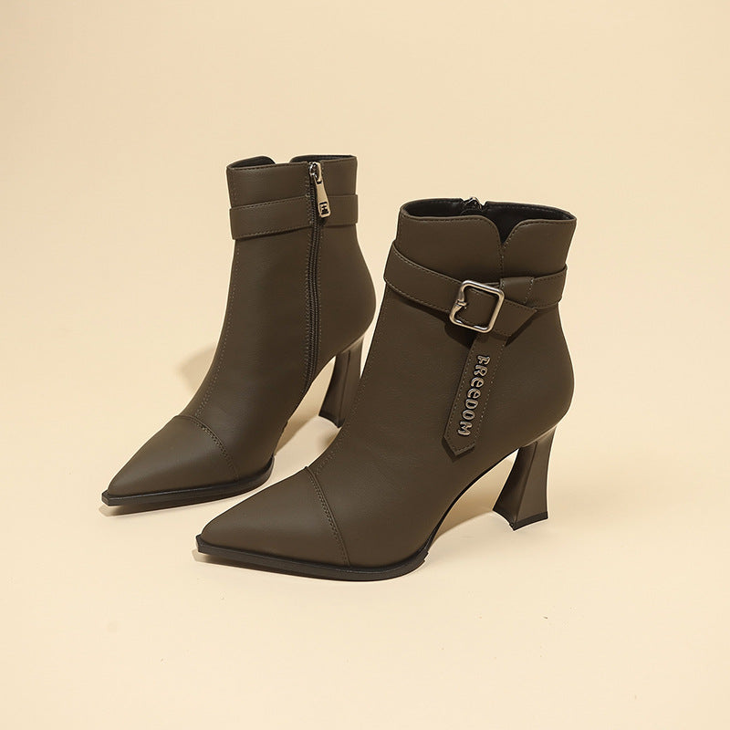 Dames bottines élégantes à talons hauts et sangle à la mode Chic und Stil