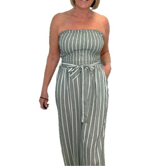 Combinaison bandeau pour femmes avec jambes larges et ceinture à nouer Chic und Stil