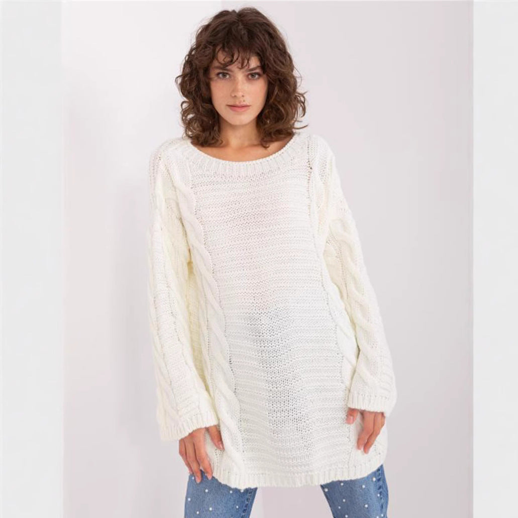 Pull femme en grosse maille avec un motif de torsades moderne et des manches larges Chic und Stil