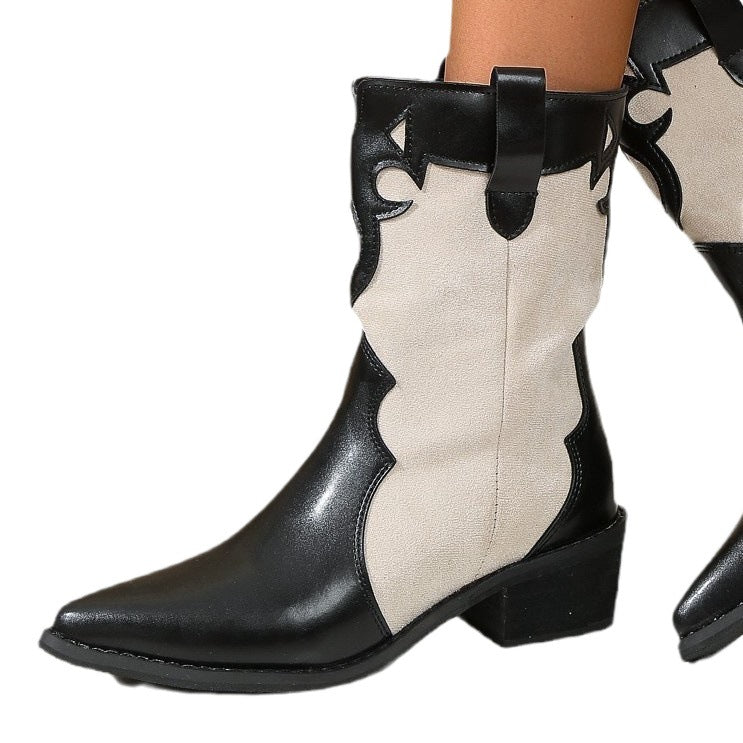 Bottes de cowboy pour femmes avec des accents à la mode et un talon bloc robuste Chic und Stil