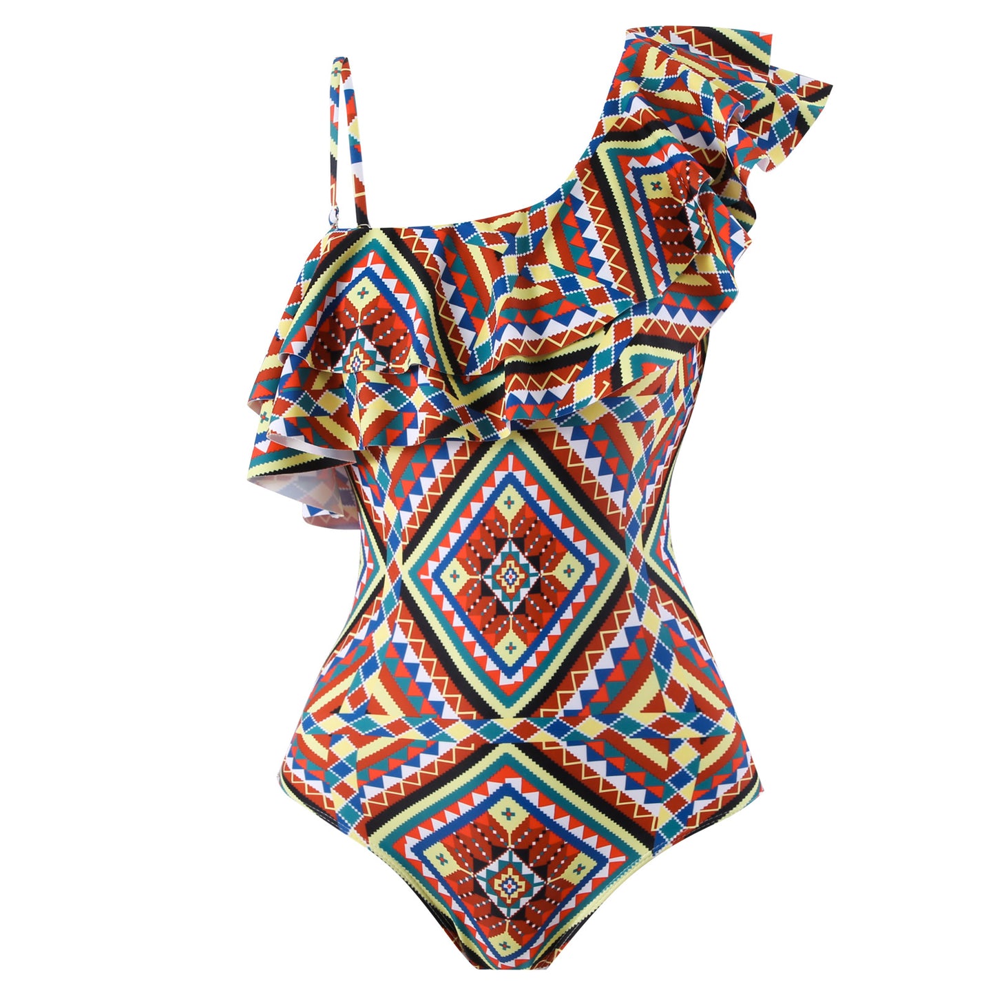 Maillot de bain une pièce pour femmes avec une coupe asymétrique et une jupe enroulée tendance Chic und Stil