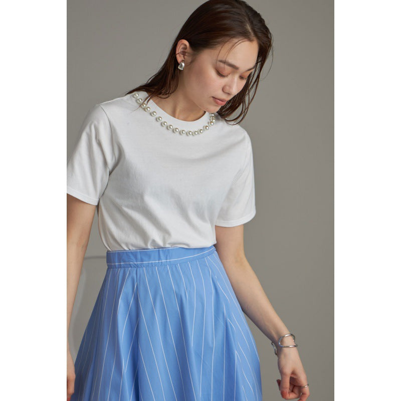 Dames Élégante blouse de loisir accentuée de perles Chic und Stil