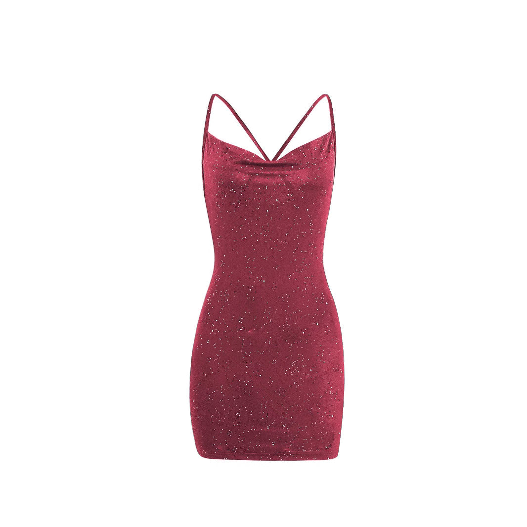 Robe mini ajustée pour dames avec motif d'étoiles scintillantes Chic und Stil