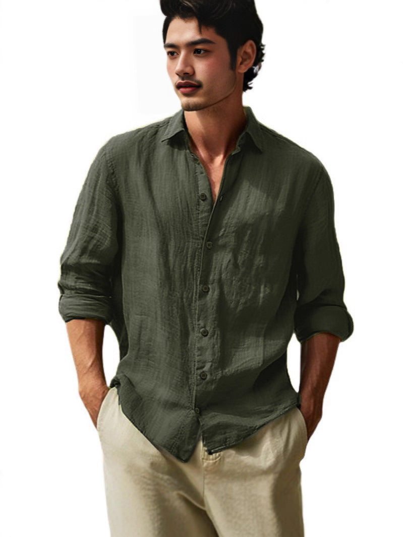 Chemise en lin légère pour hommes avec patte de boutonnage courte et coupe décontractée Chic und Stil