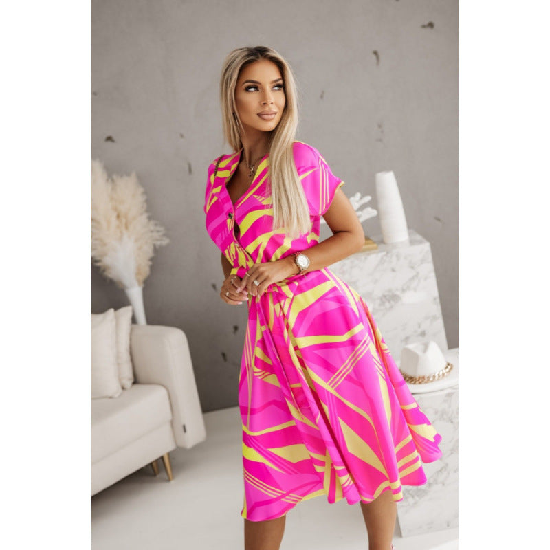 Dames Élégant Robe portefeuille à fleurs Chic und Stil